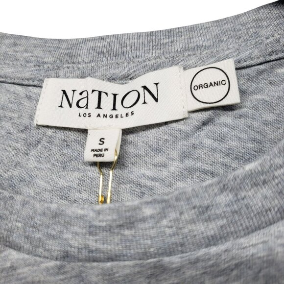 NEW Nation Goldie Boxy Crew Neck Tee Shirt Heathered Gray Organic Pima Cotton - Picture 3 of 10